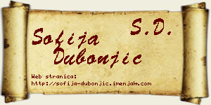 Sofija Dubonjić vizit kartica
